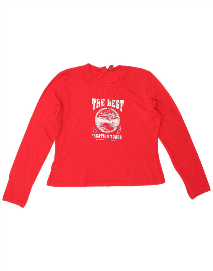 MOSSIMO Top gráfico feminino de manga comprida Reino Unido 16 grande algodão vermelho