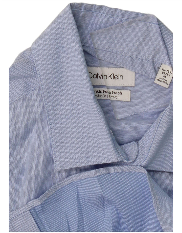 Camisa elástica masculina CALVIN KLEIN tamanho 15-15 1/2 listrado azul médio