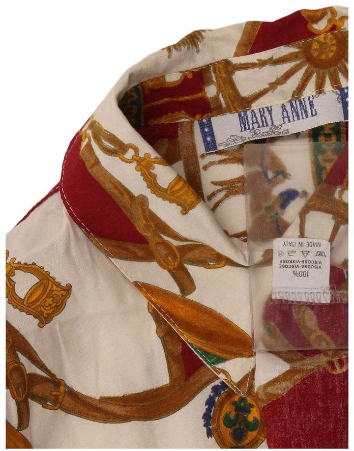 Blusa feminina com estampa abstrata Mary Anne Reino Unido 14 médio Borgonha