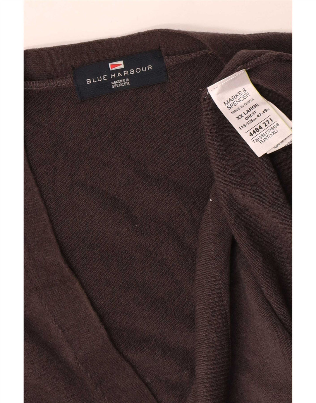 Suéter masculino Marks & Spencer Blue Harbor Cardigan 2XL cinza acrílico