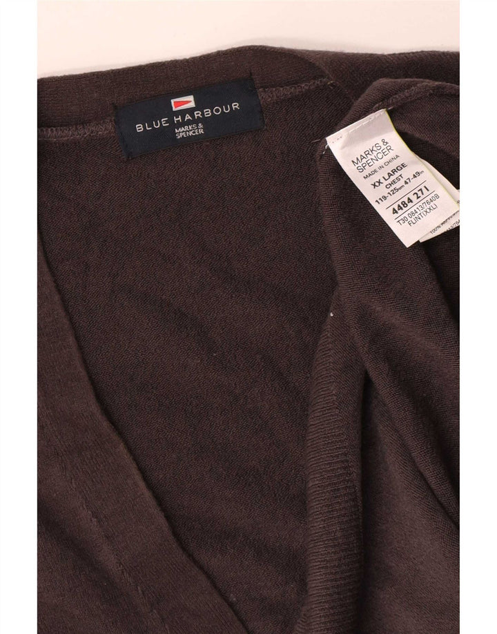 Suéter masculino Marks & Spencer Blue Harbor Cardigan 2XL cinza acrílico