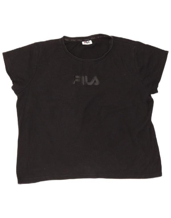 Camiseta feminina Fila Crop Oversized Graphic UK 18 XL algodão preto