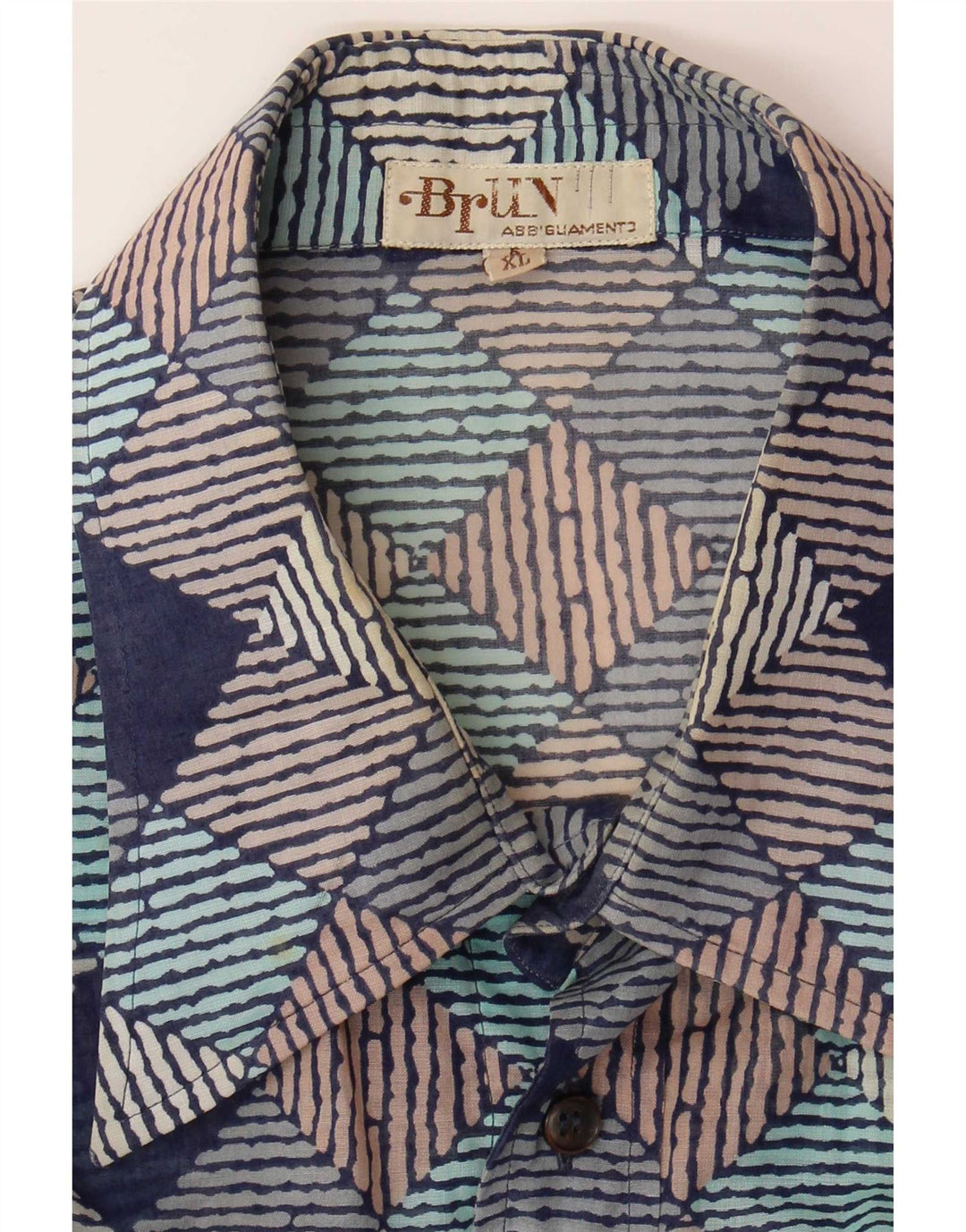 Camisa masculina vintage de manga curta XL multicolorida geométrica