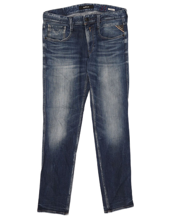 Replay Feminino Anbass Slim Jeans W31 L32 Azul Algodão