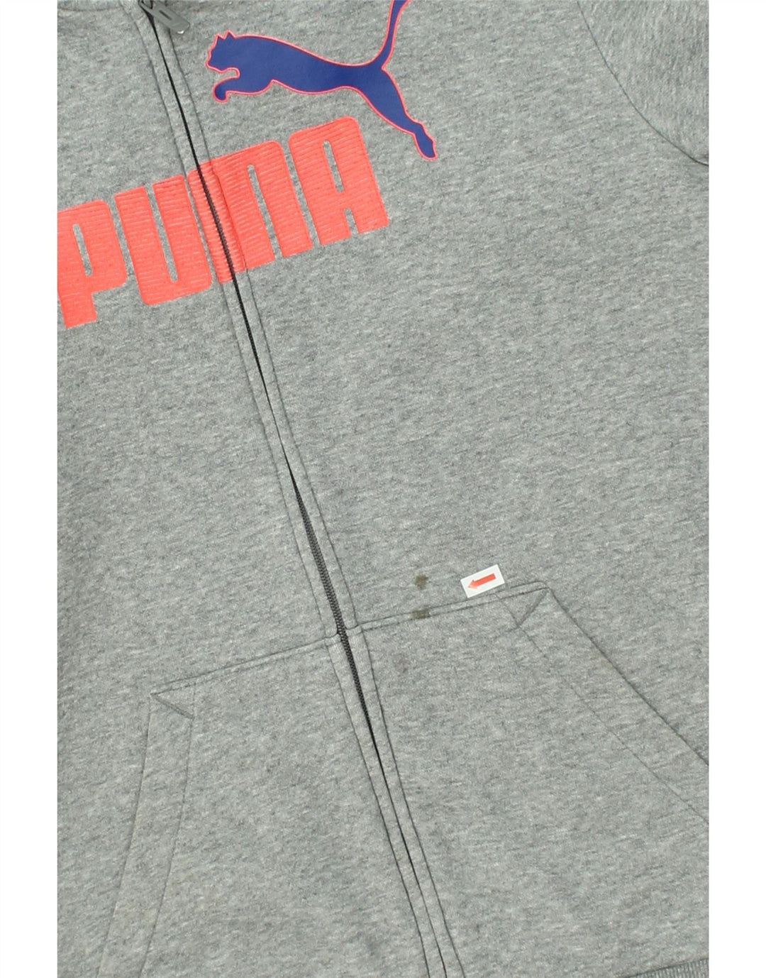 PUMA Mens Graphic Zip Hoodie Sweater Large Grey Cotton | Vintage Puma | Thrift | Second-Hand Puma | Used Clothing | Messina Hembry 
