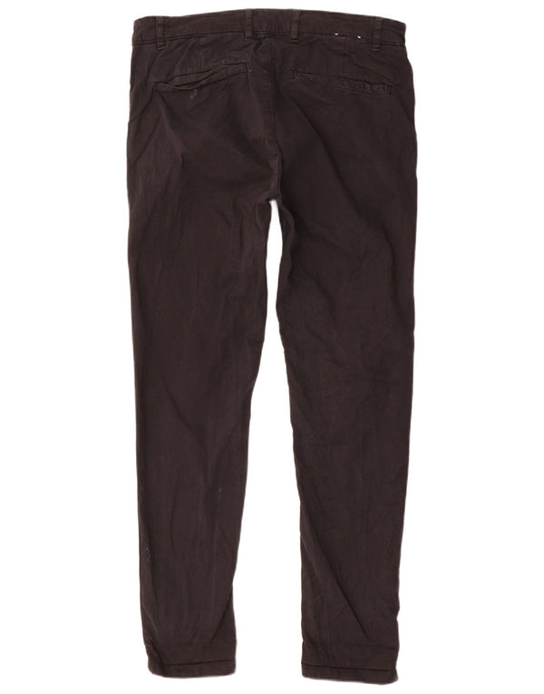 Zara Mens Skinny Chino Calças EU 42 Grande W32 L30 Algodão Preto