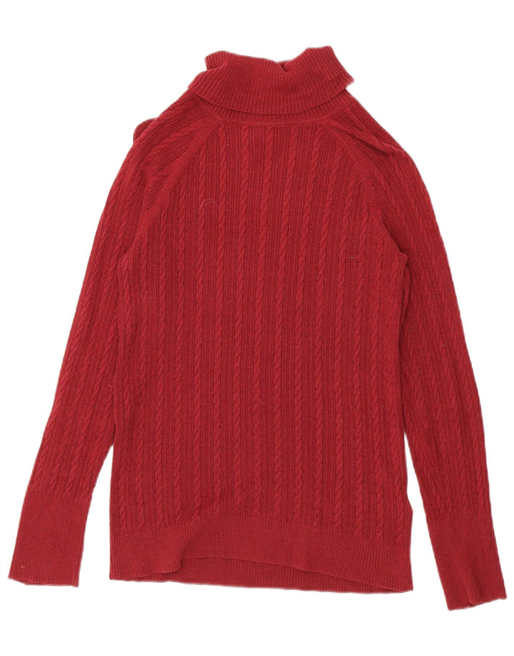 Suéter feminino Eddie Bauer com gola redonda e algodão vermelho médio UK 12