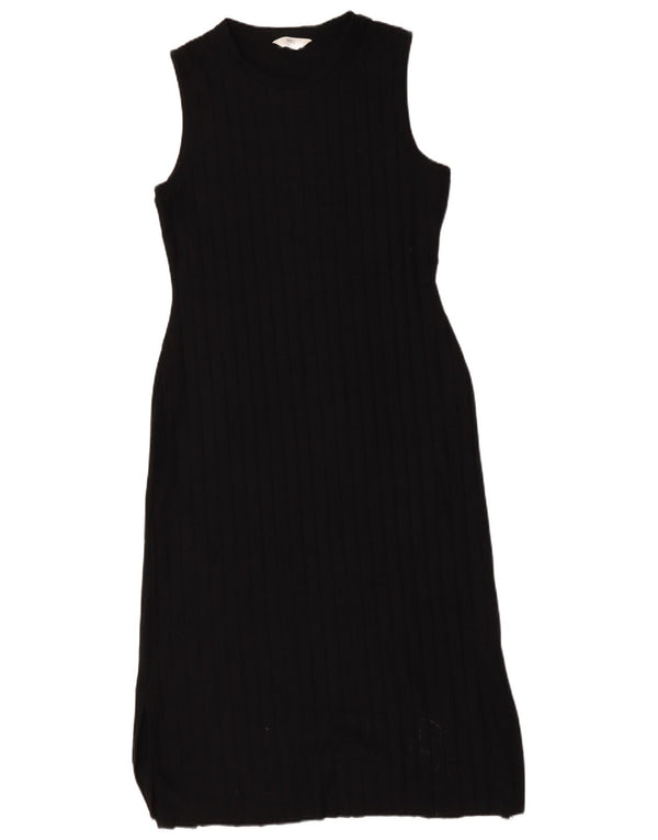 Vestido feminino Marks & Spencer com bainha sem mangas Reino Unido 14 grande poliéster preto