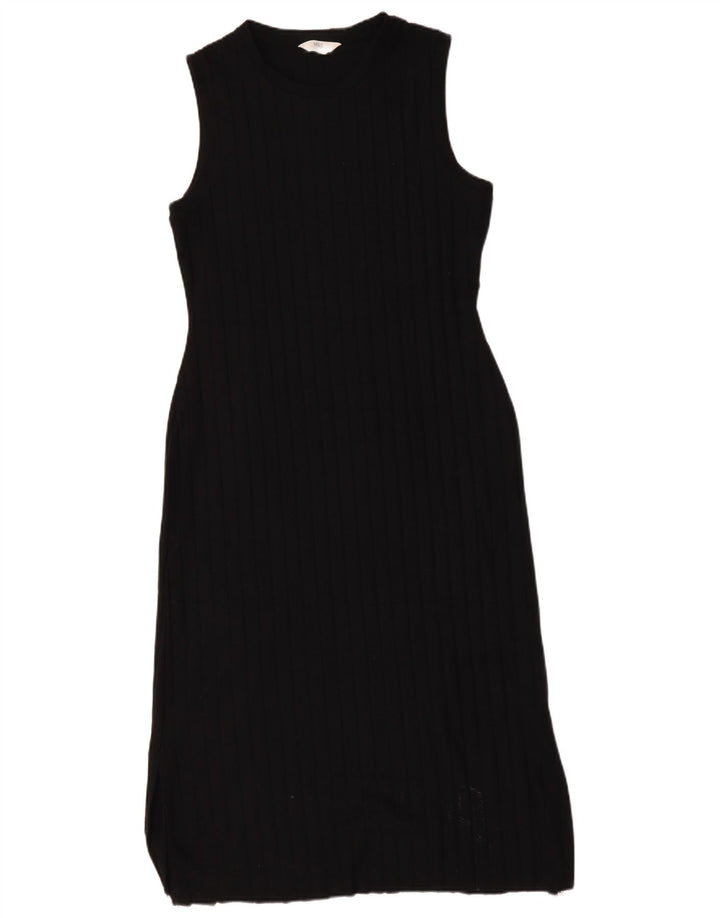 Vestido feminino Marks & Spencer com bainha sem mangas Reino Unido 14 grande poliéster preto
