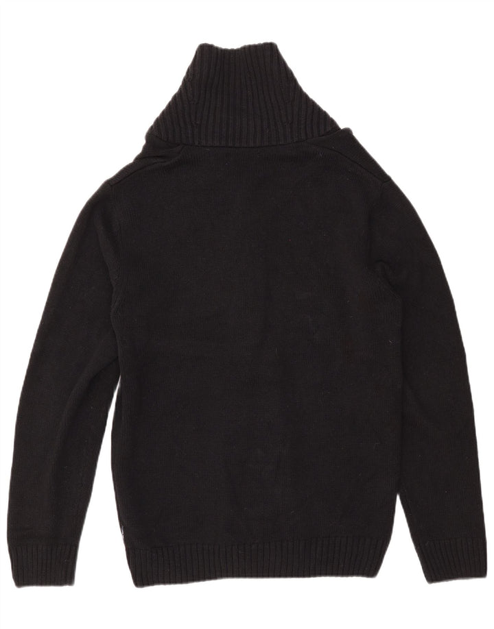 Suéter cardigã masculino CHAPS pequeno preto Fair Isle algodão