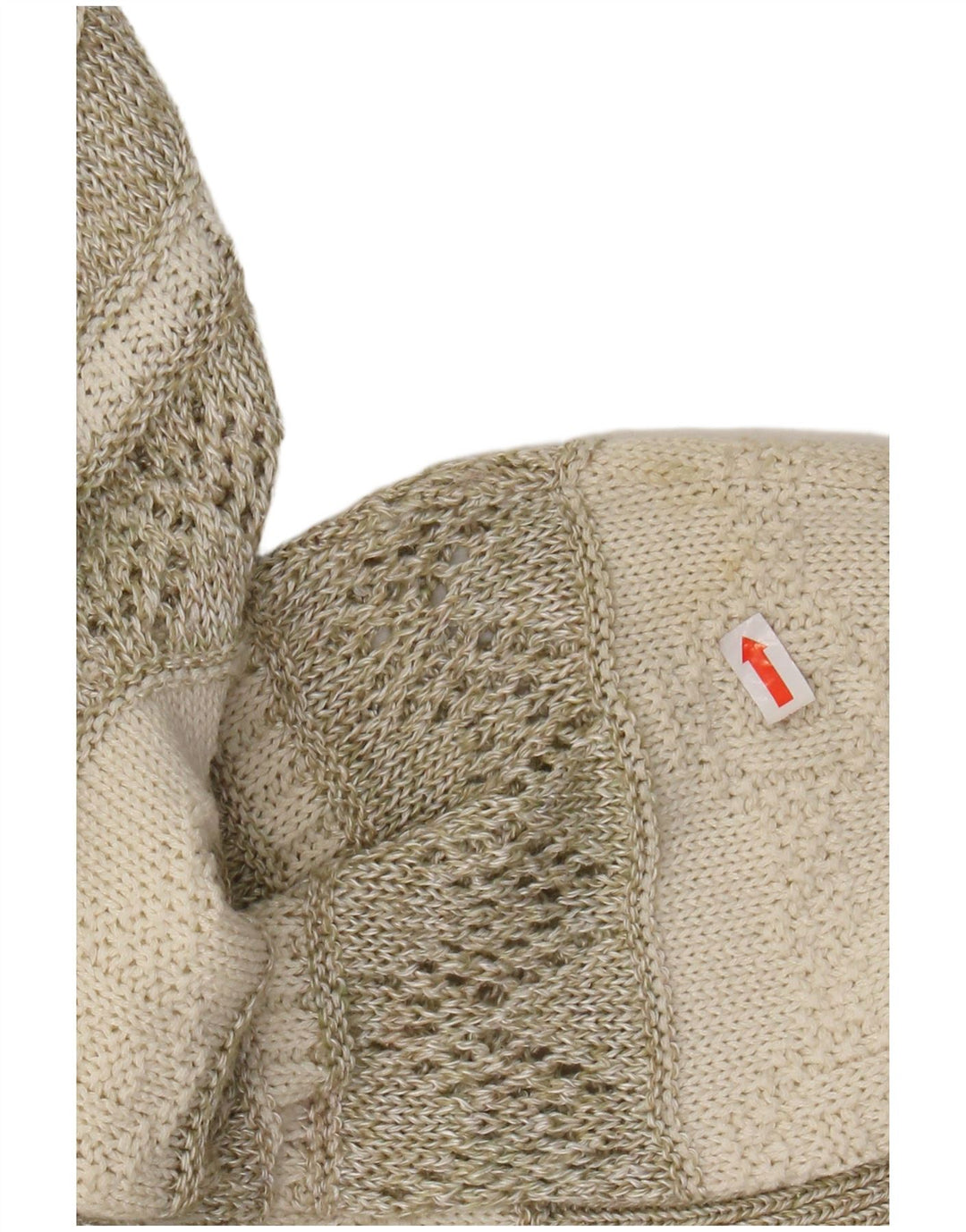 Suéter feminino VINTAGE com gola canoa Reino Unido 14 grande algodão listrado bege