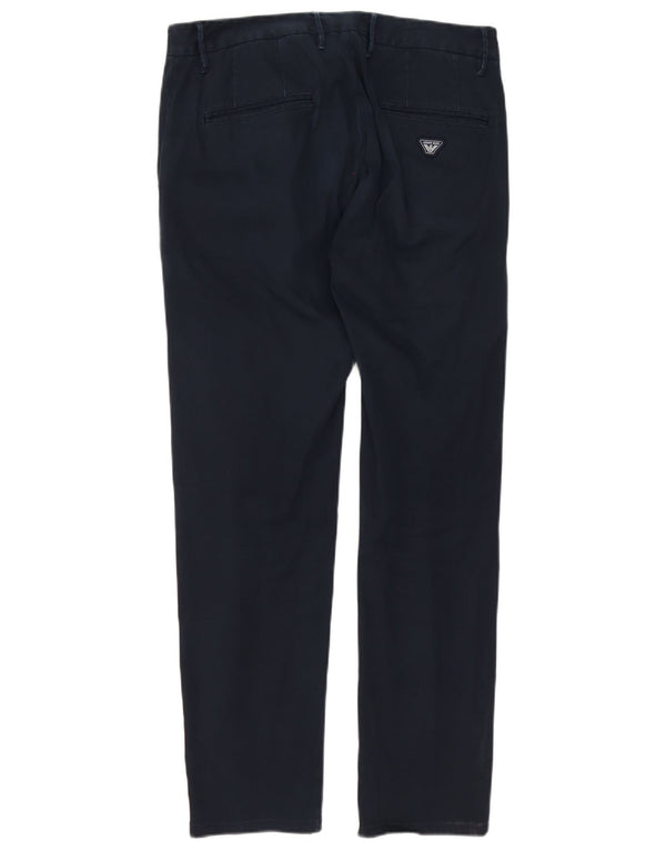 Armani Mens Pegged Chino Calças IT 48 Médio W32 L30 Azul Marinho Algodão