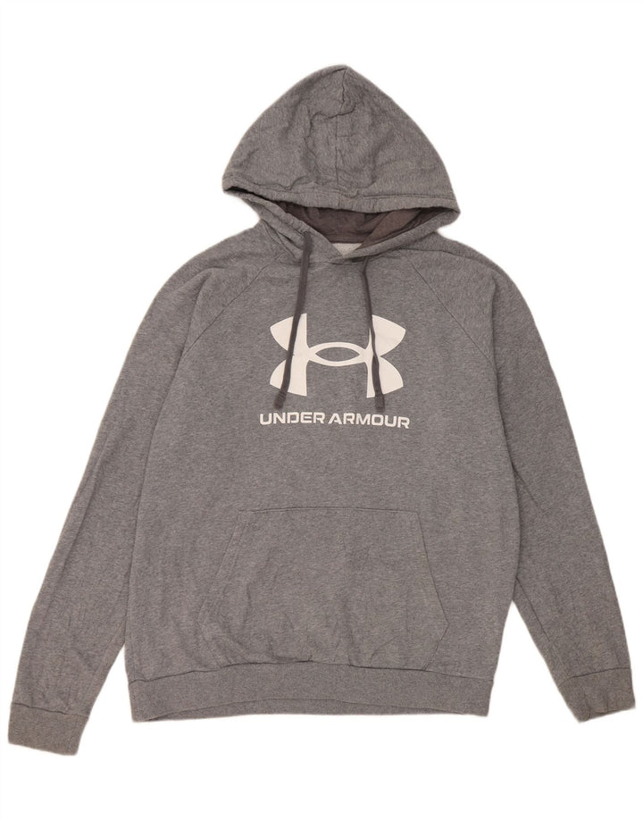 Suéter com capuz gráfico masculino Under Armour grande algodão cinza