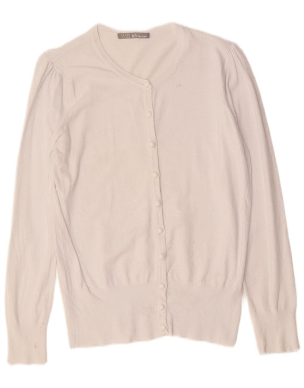 Suéter cardigã feminino Marks & Spencer UK 12 viscose branca média