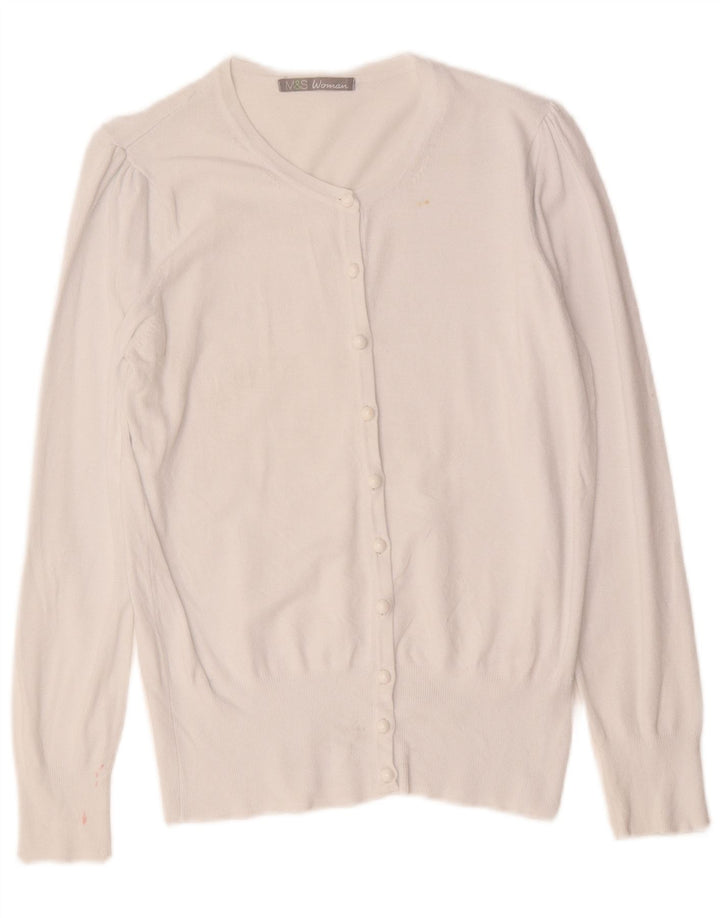Suéter cardigã feminino Marks & Spencer UK 12 viscose branca média