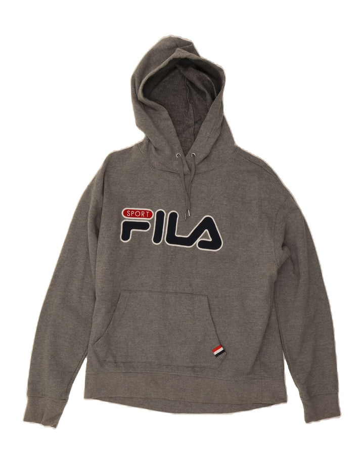 FILA Mens Graphic Hoodie Jumper Medium Grey Cotton Vintage Fila and Second-Hand Fila from Messina Hembry 