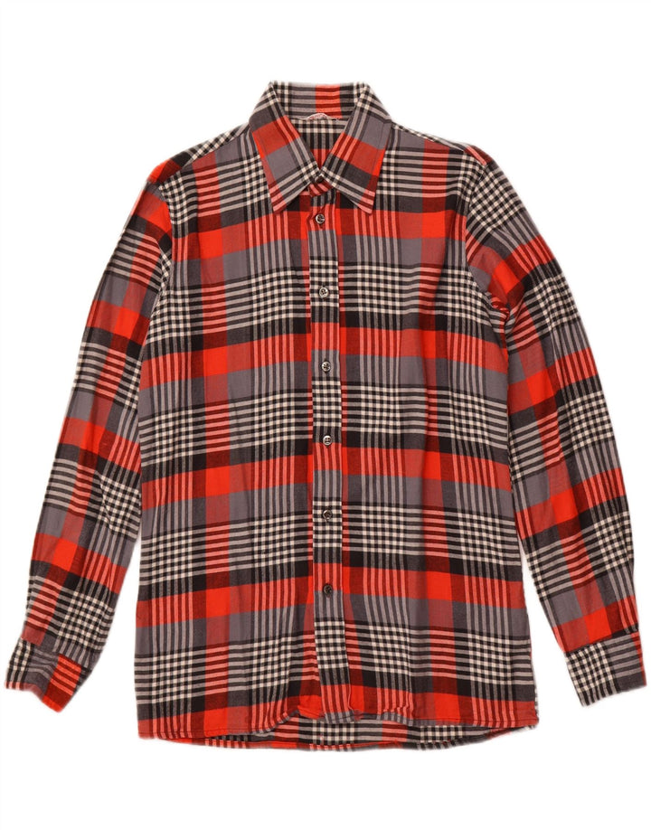 Camisa masculina de flanela VINTAGE tamanho 15 3/4 40 xadrez vermelho médio