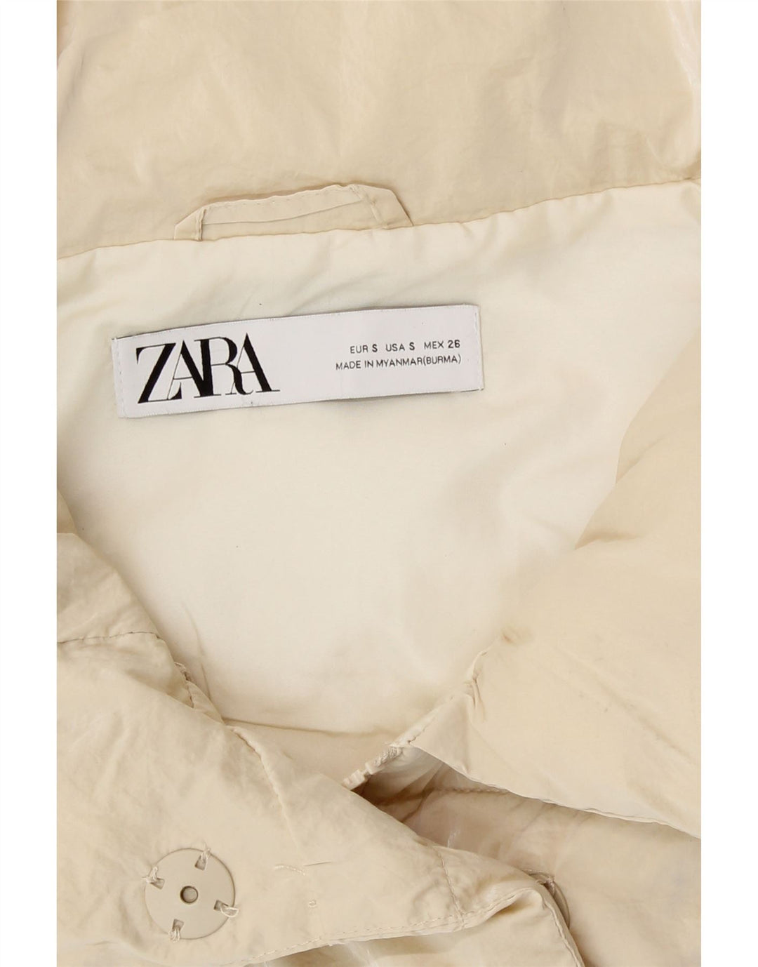 Zara Womens Oversized Longline acolchoado Gilet UK 10 pequeno poliéster bege