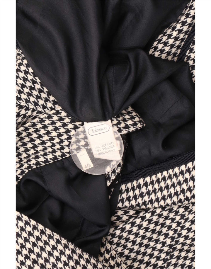 Conjunto de saia feminina vintage com 5 botões e 2 peças IT 46 grande W28 preto houndstooth