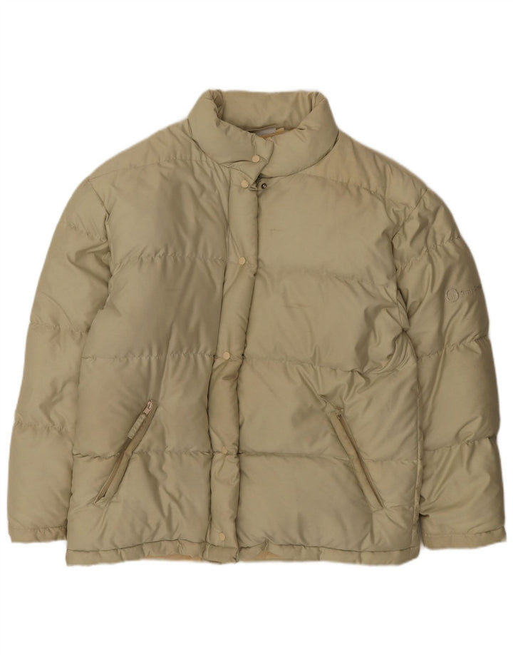 Jaqueta acolchoada feminina Sergio Tacchini UK 18 XL poliéster bege