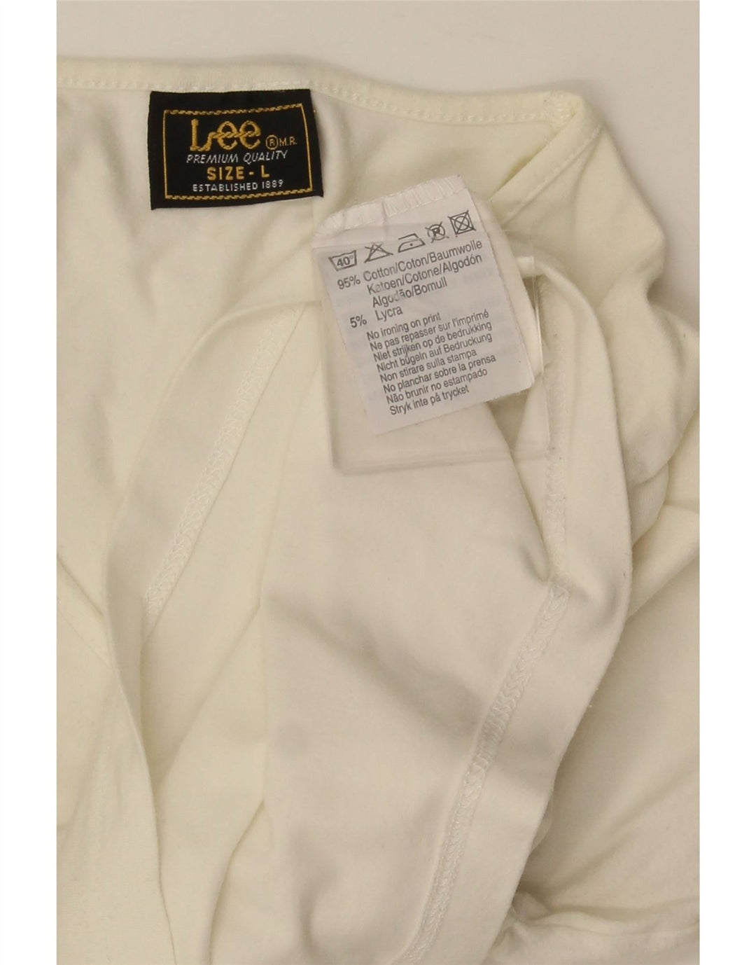 Lee Womens Crop Top Manga Longa Reino Unido 14 Grande Algodão Branco