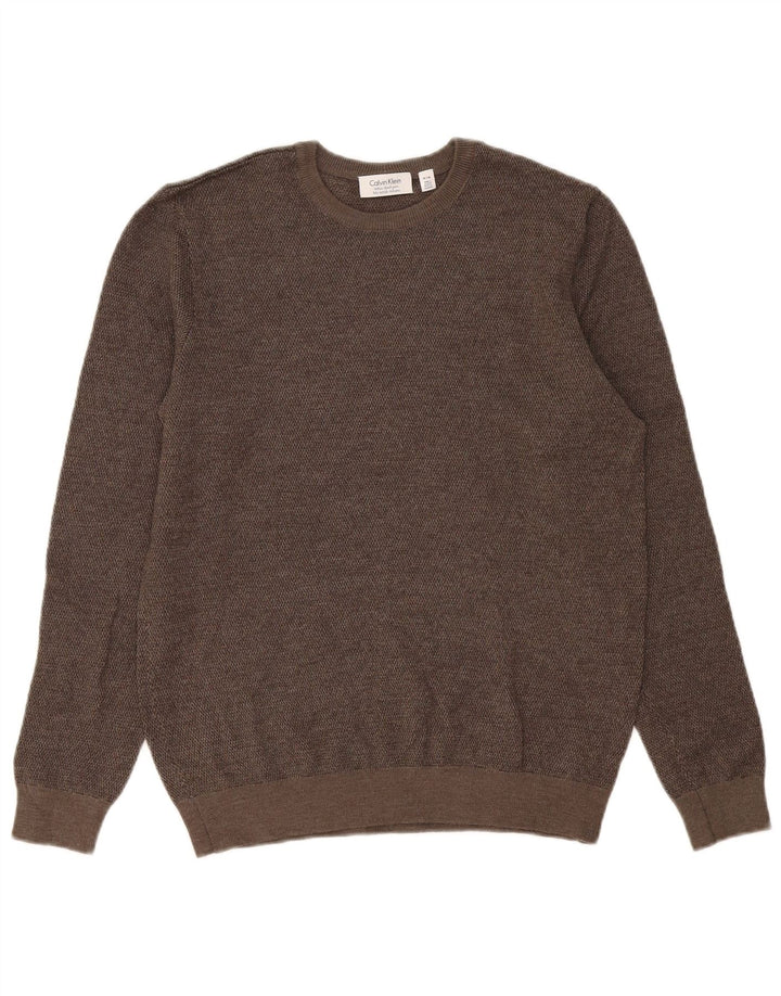 Suéter masculino Calvin Klein com gola redonda cinza médio