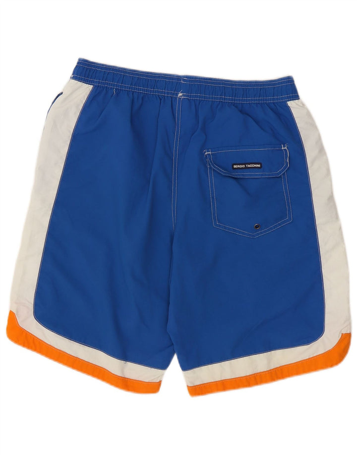 Shorts de natação masculino Sergio Tacchini médio azul colorblock poliamida