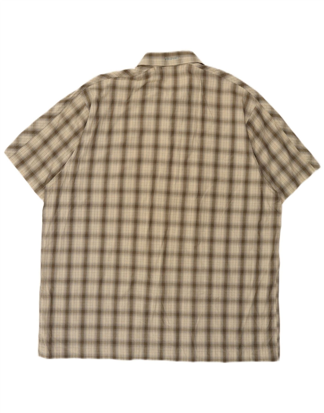 Rohan Camisa masculina de manga curta grande algodão xadrez cáqui