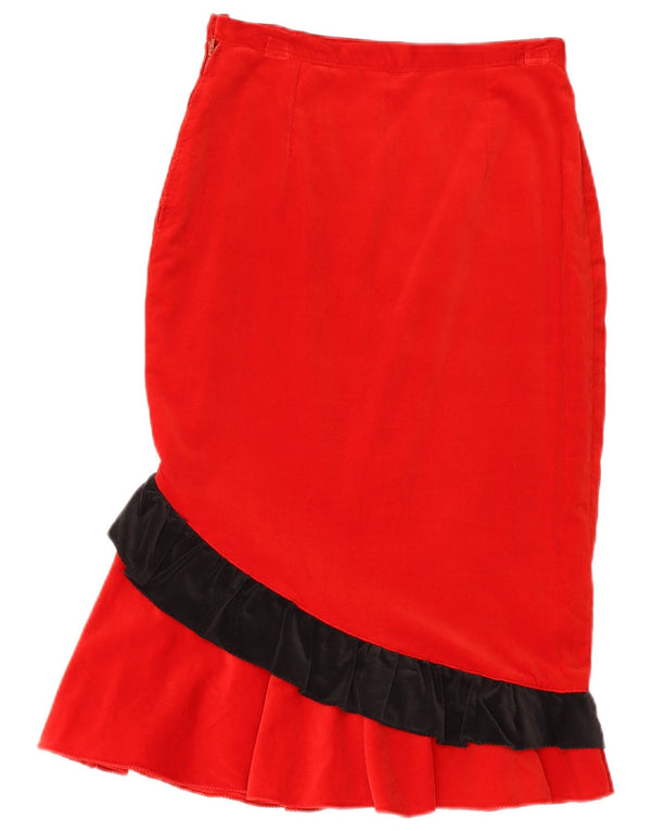 Saia sereia de veludo feminina vintage W27 pequena camuflagem vermelha