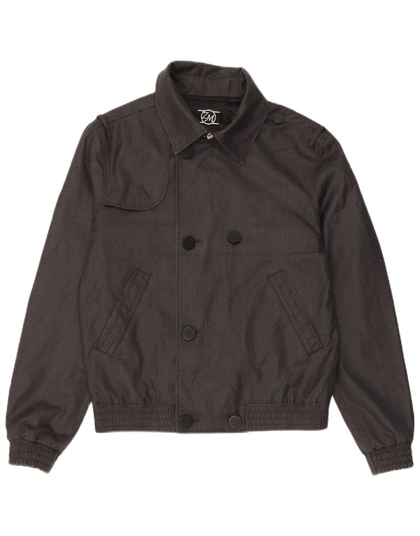 Jaqueta bomber masculina Zara com peito duplo UK 38 poliéster cinza médio