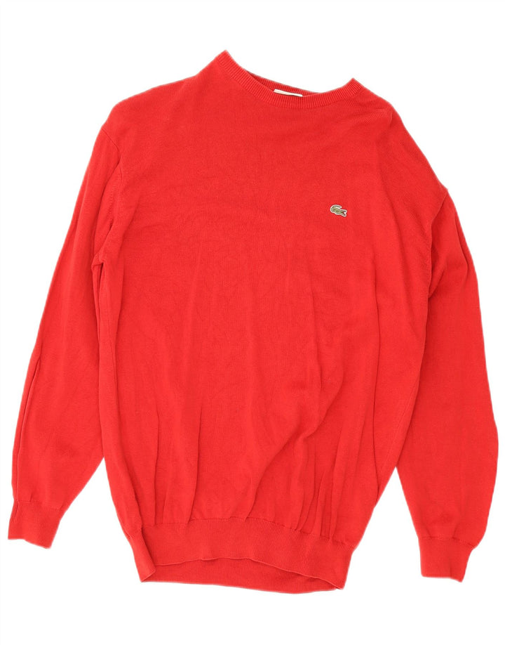 Lacoste Suéter masculino com gola redonda tamanho 4 médio algodão vermelho