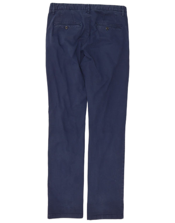 Zara Calça Chino Masculina Reta EU 42 Grande W32 L34 Azul Marinho Algodão