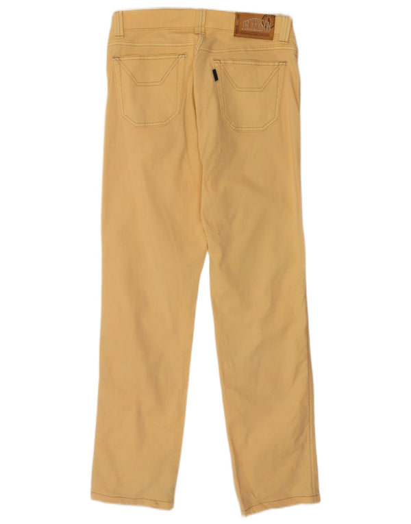 Calça feminina casual reta Jeckerson W31 L30 algodão amarelo