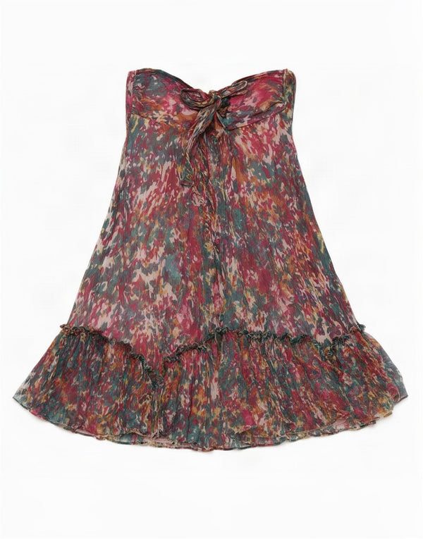 Vestido feminino sem alças Zara UK 12 médio floral multicolorido