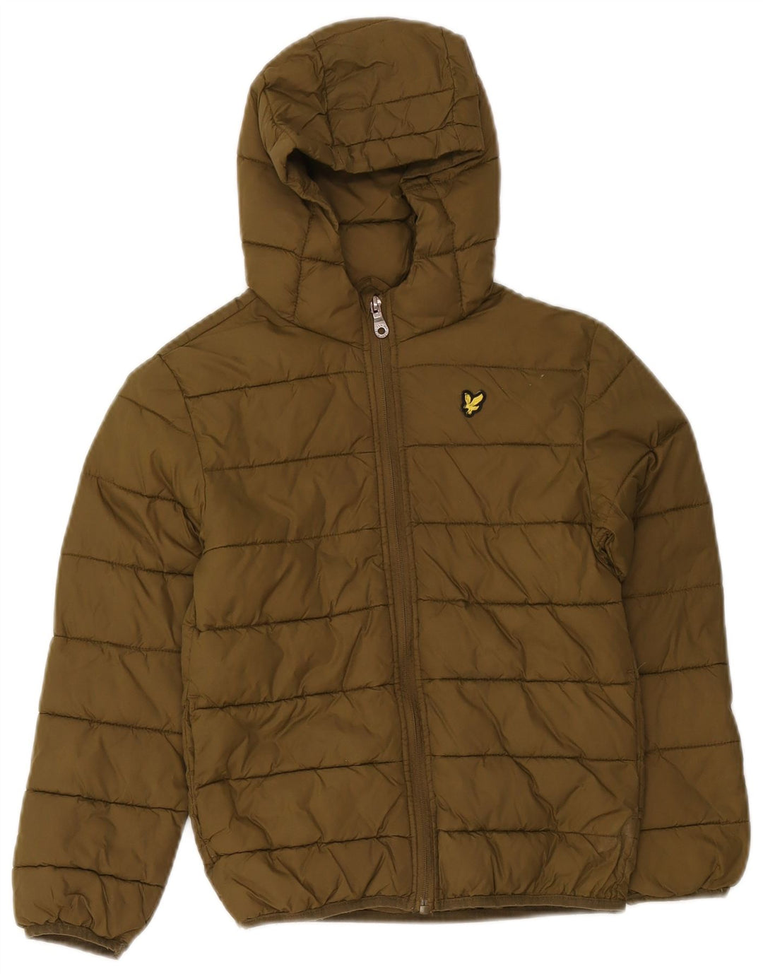 Jaqueta acolchoada com capuz para meninos Lyle & Scott 7-8 anos poliamida cáqui