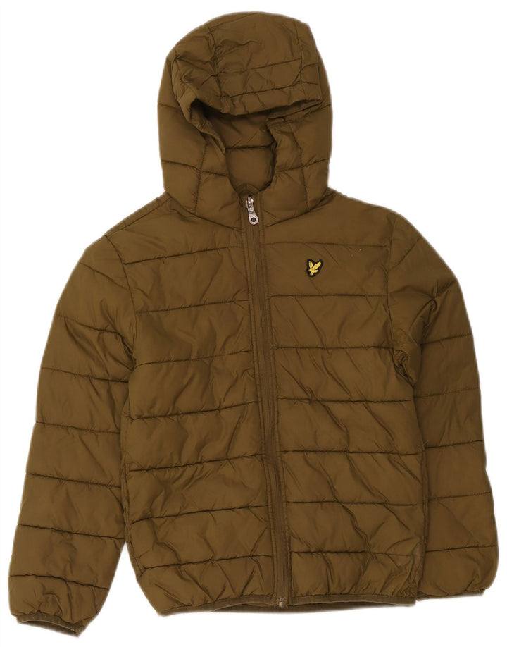 Jaqueta acolchoada com capuz para meninos Lyle & Scott 7-8 anos poliamida cáqui