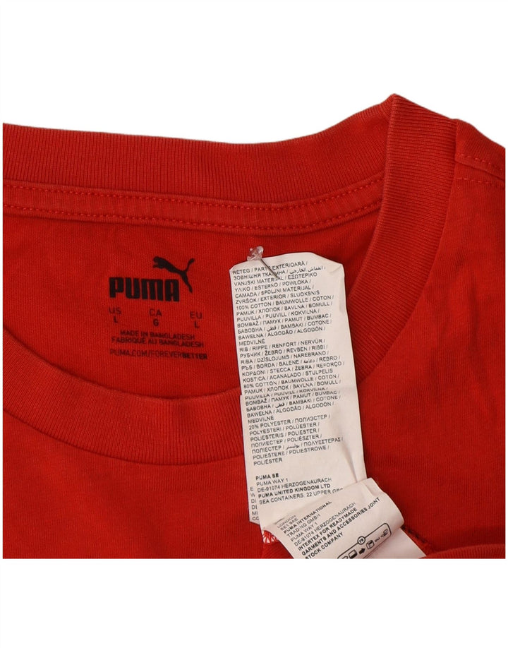 Puma Mens Graphic T-Shirt Top Grande Algodão Vermelho