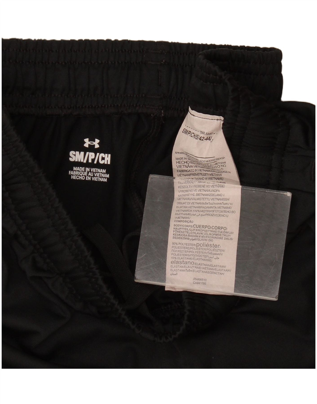 Calça de treino masculina Under Armour pequena poliéster preta