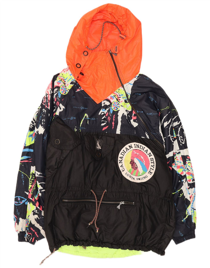 Jaqueta de chuva feminina Luhta grande pulôver UK 18 XL preto colorblock