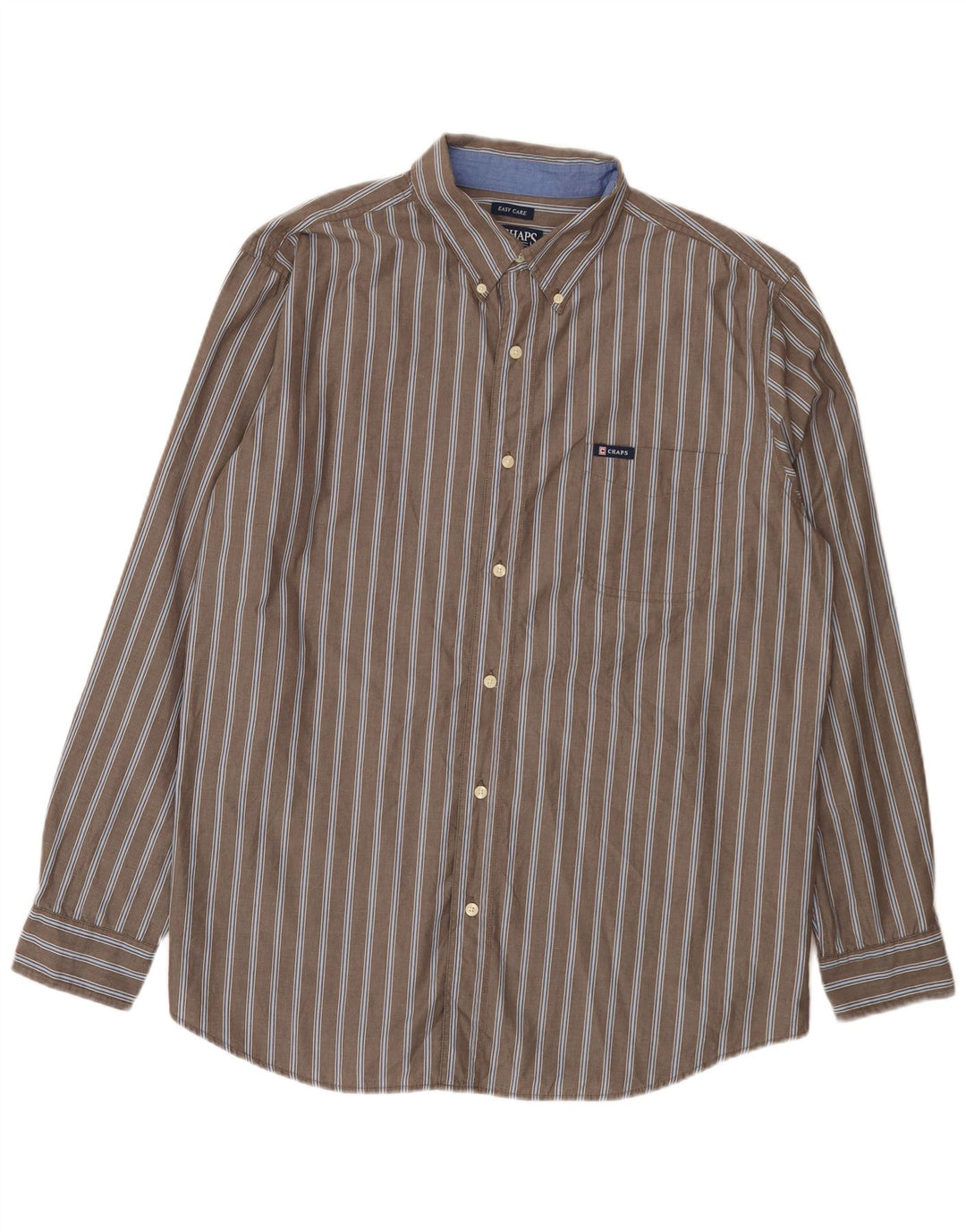 Camisa masculina Chaps Easy Care XL cinza risca de giz algodão