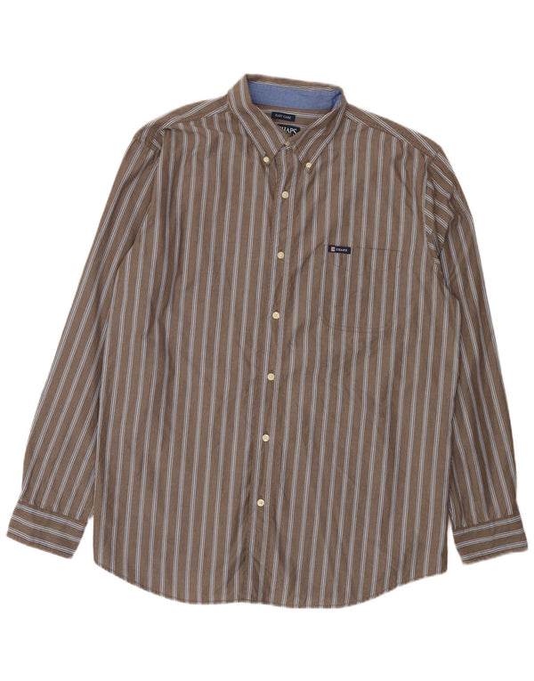 Camisa masculina Chaps Easy Care XL cinza risca de giz algodão