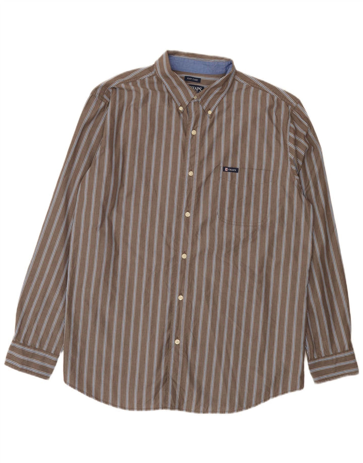 Camisa masculina Chaps Easy Care XL cinza risca de giz algodão