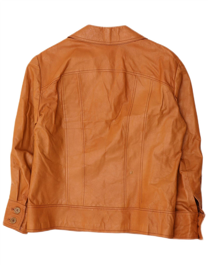 Jaqueta de couro masculina vintage UK 36 pequena marrom