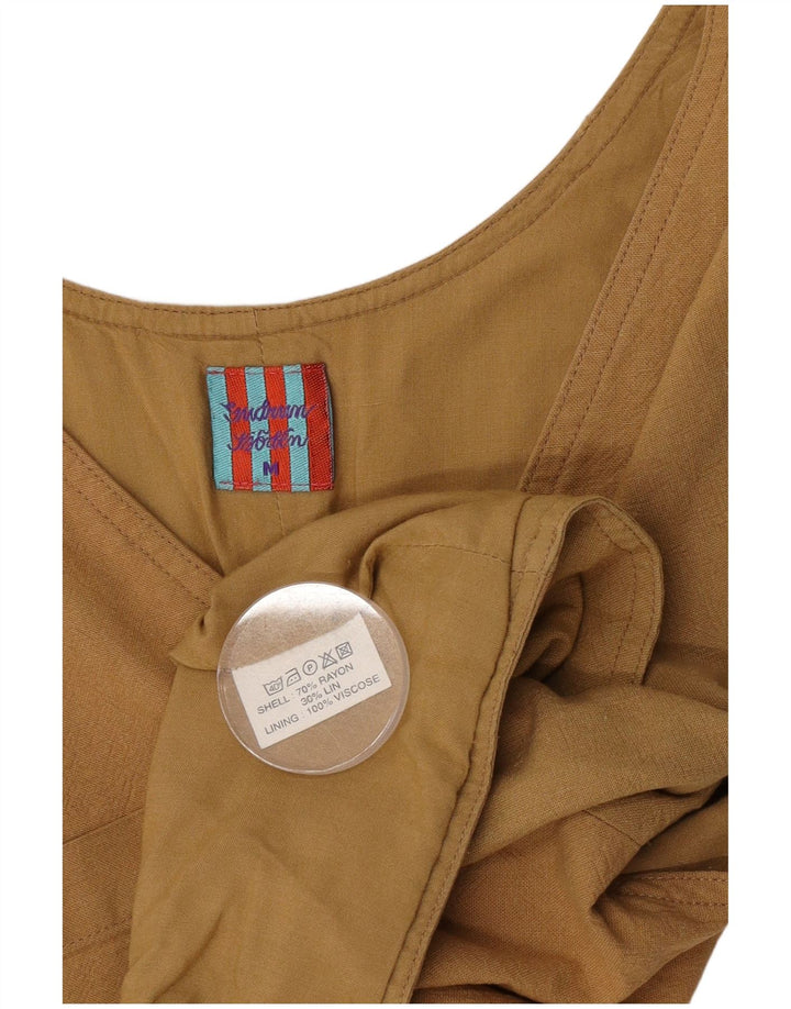 Colete feminino vintage UK 14 médio marrom rayon
