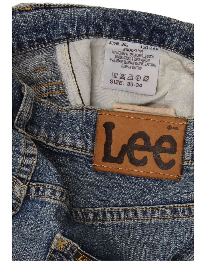 LEE Masculino Brooklyn Straight Jeans W33 L27 Azul Algodão