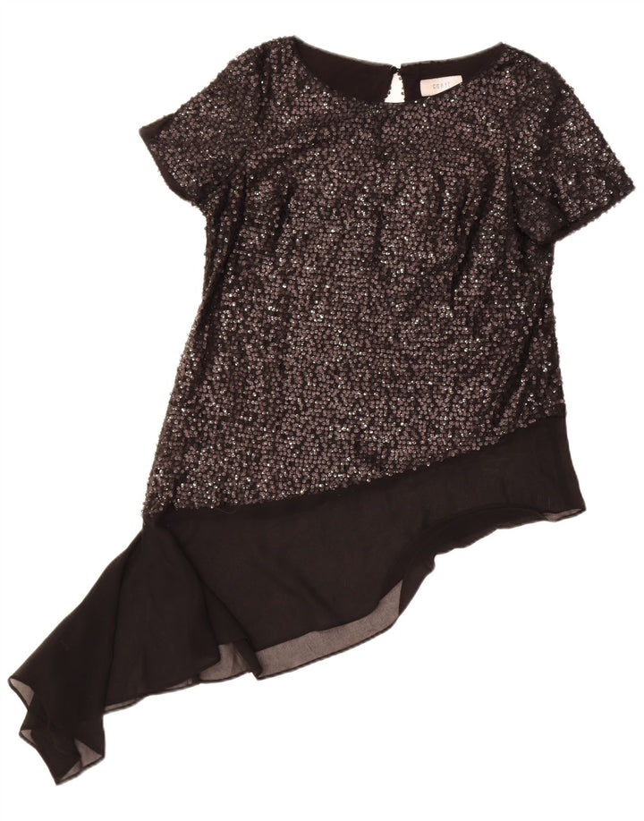 Blusa assimétrica feminina Coast UK 12 médio preto