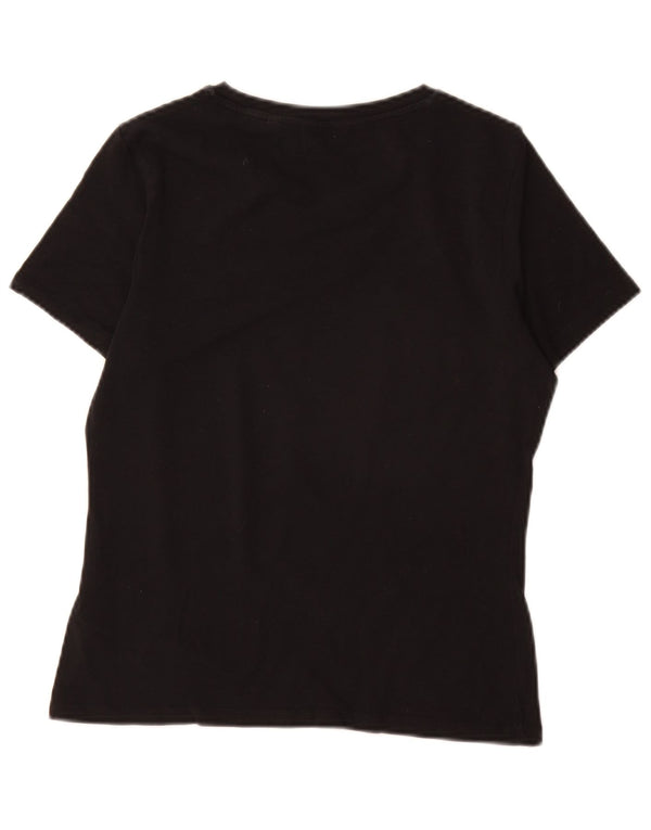 Camiseta feminina Gant UK 10 pequena algodão preto