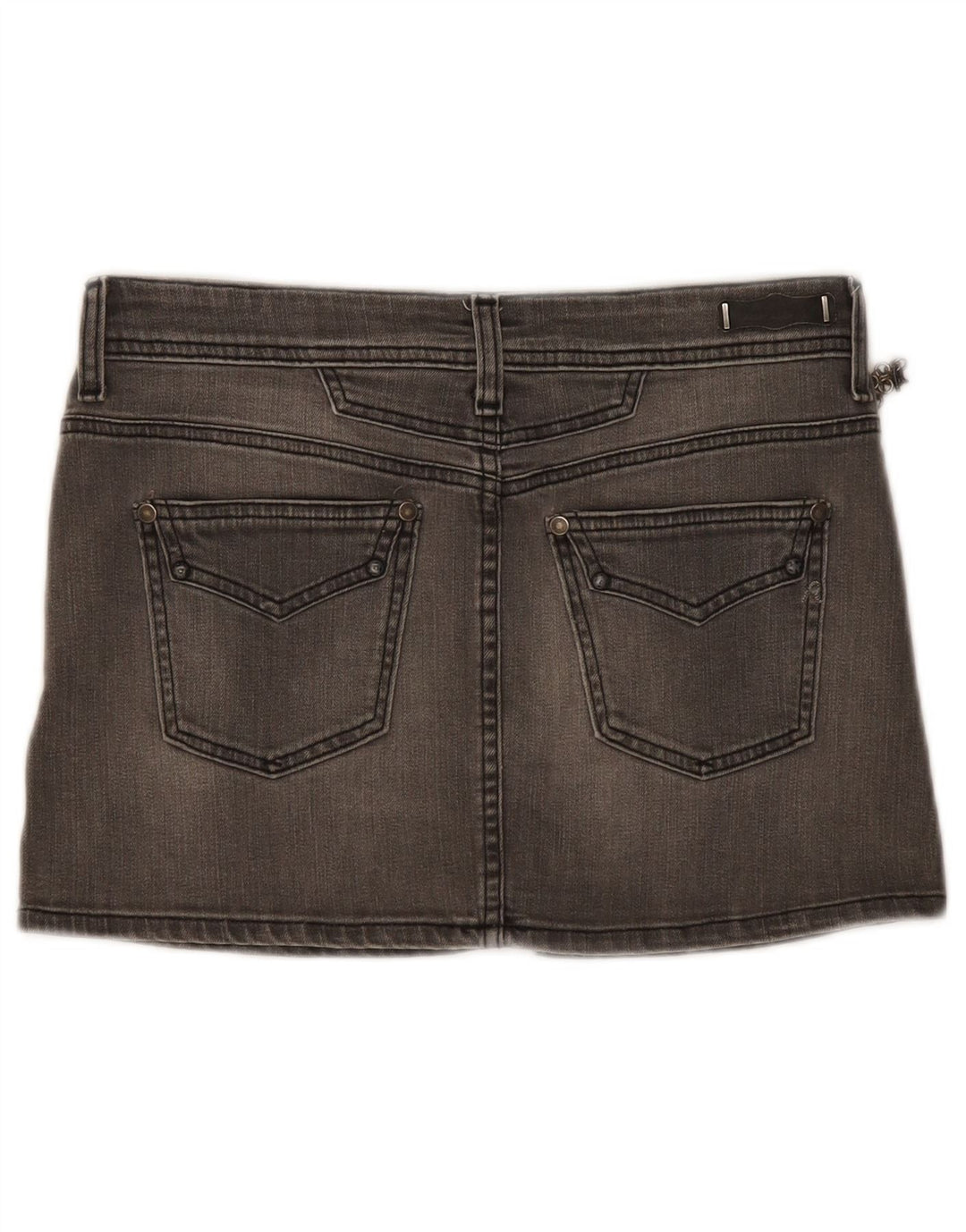 Mini saia jeans feminina Replay W28 algodão cinza médio