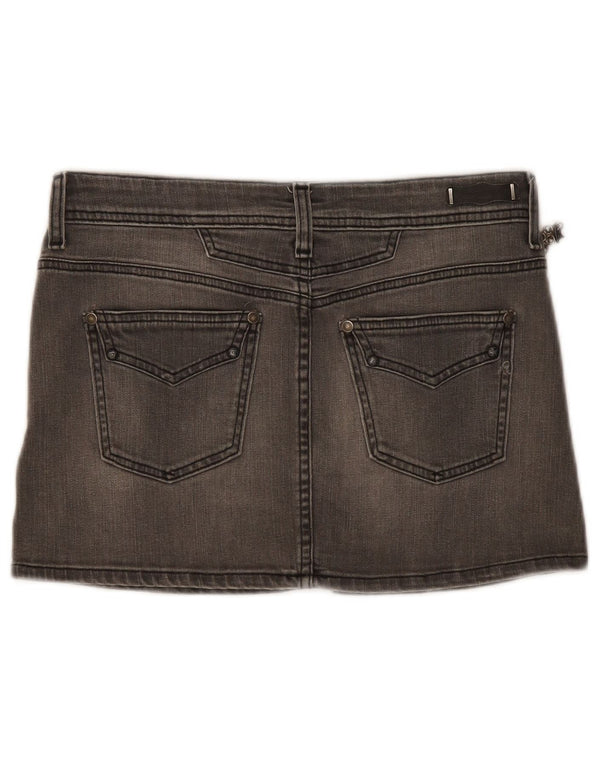 Mini saia jeans feminina Replay W28 algodão cinza médio