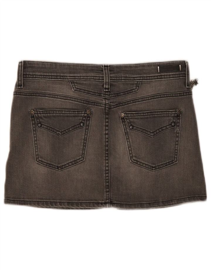 Mini saia jeans feminina Replay W28 algodão cinza médio